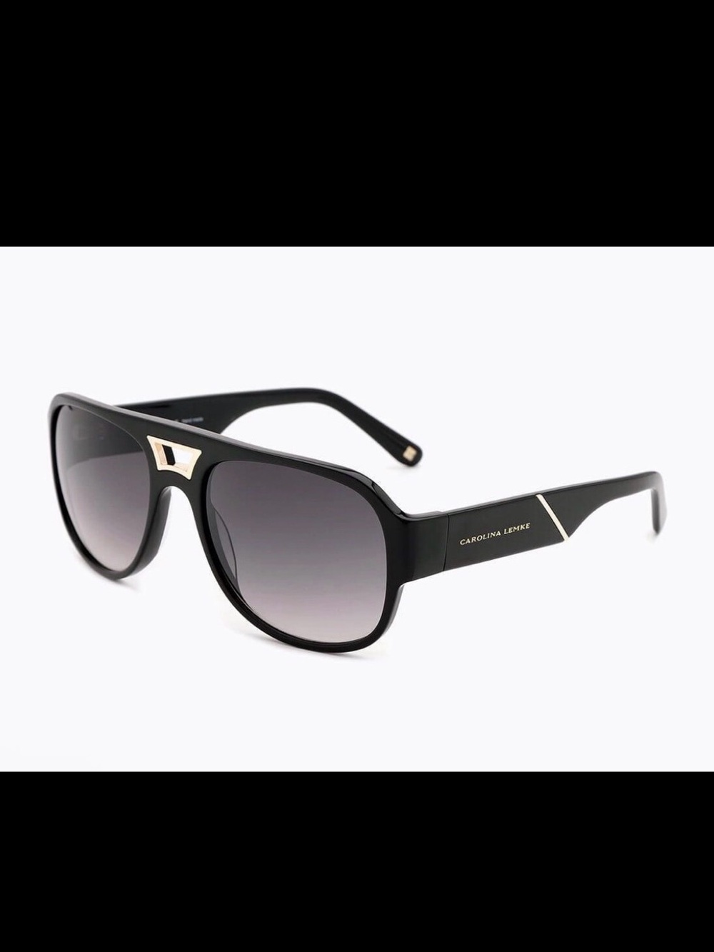 Carolina Lemke Berlin Edwin Black Gold Sunglasses CL9206-01 NEW w/ Case